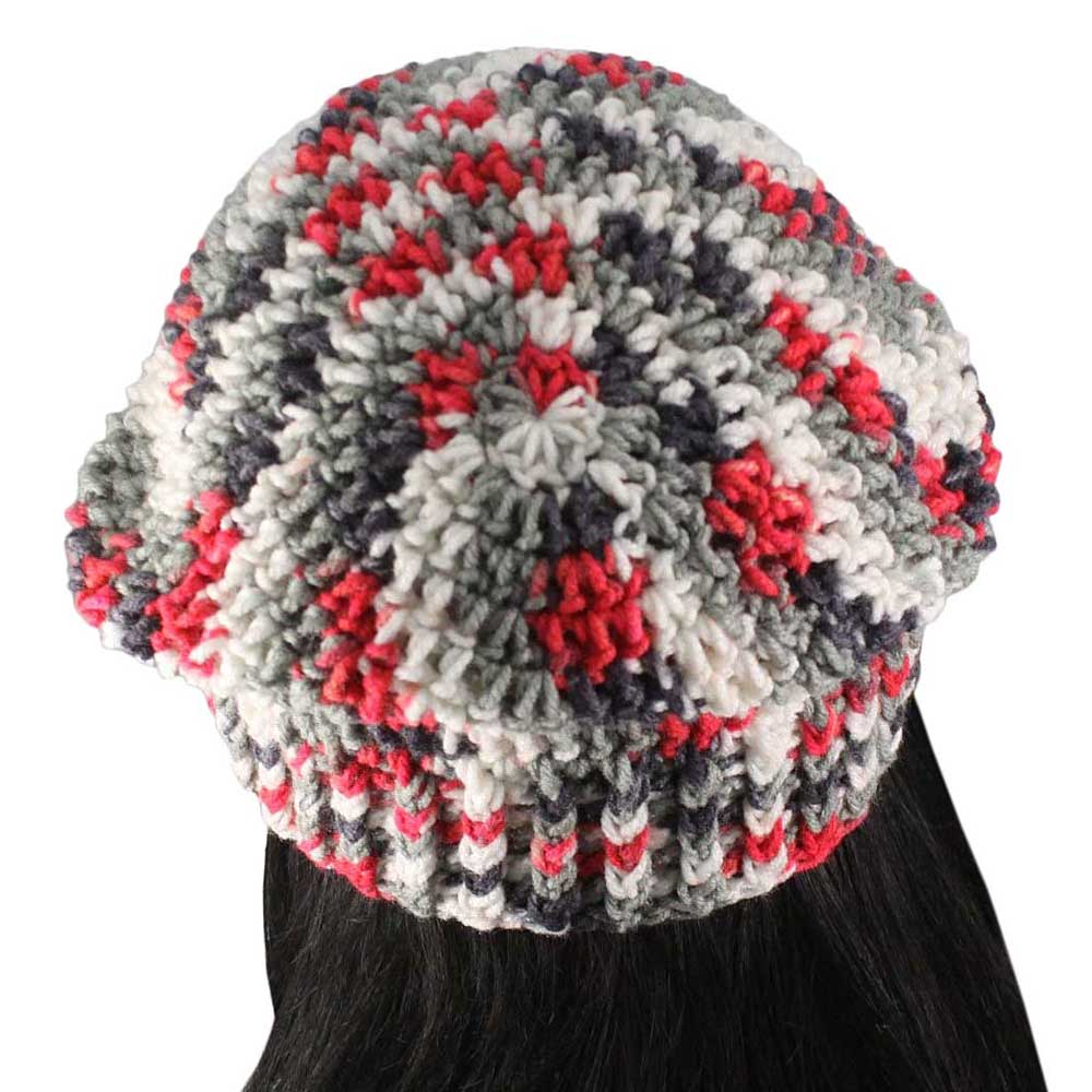 Gray Red White Black Beanie Hat Medium/Large - JMCH37ML - Lilylin Designs
