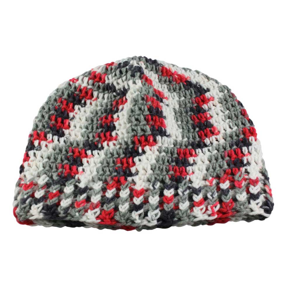 Gray Red White Black Beanie Hat Medium/Large - JMCH37ML - Lilylin Designs