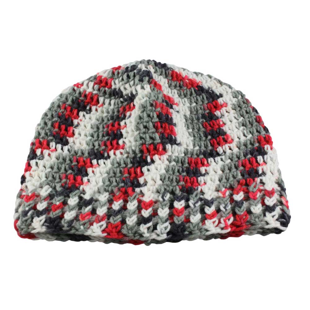 Lilylin Designs Gray Red White Black Beanie Hat Medium/Large