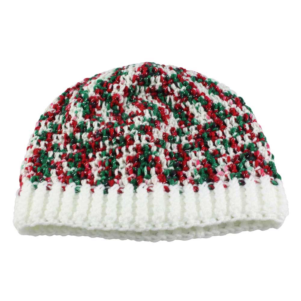 Red White Green Christmas Slouch Beanie Hat Medium/Large | Lilylin Designs