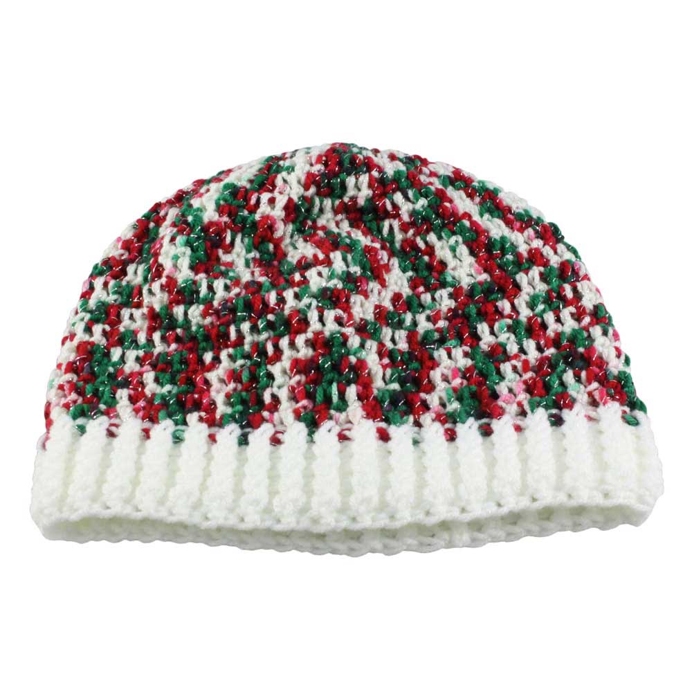 Lilylin Designs Red White Green Christmas Beanie Hat Medium/Large