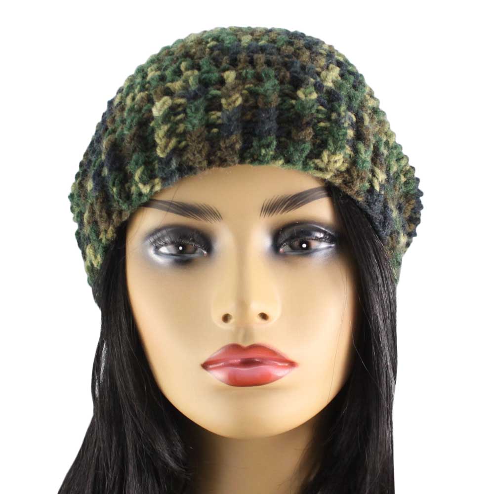 Camouflage Crochet Beanie Hat with Band Medium/Large - JMCH39ML - Lilylin Designs