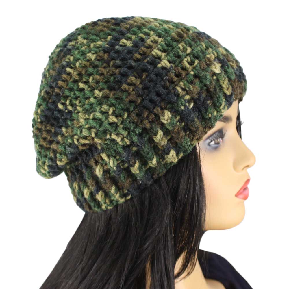 Camouflage Crochet Beanie Hat with Band Medium/Large - JMCH39ML - Lilylin Designs