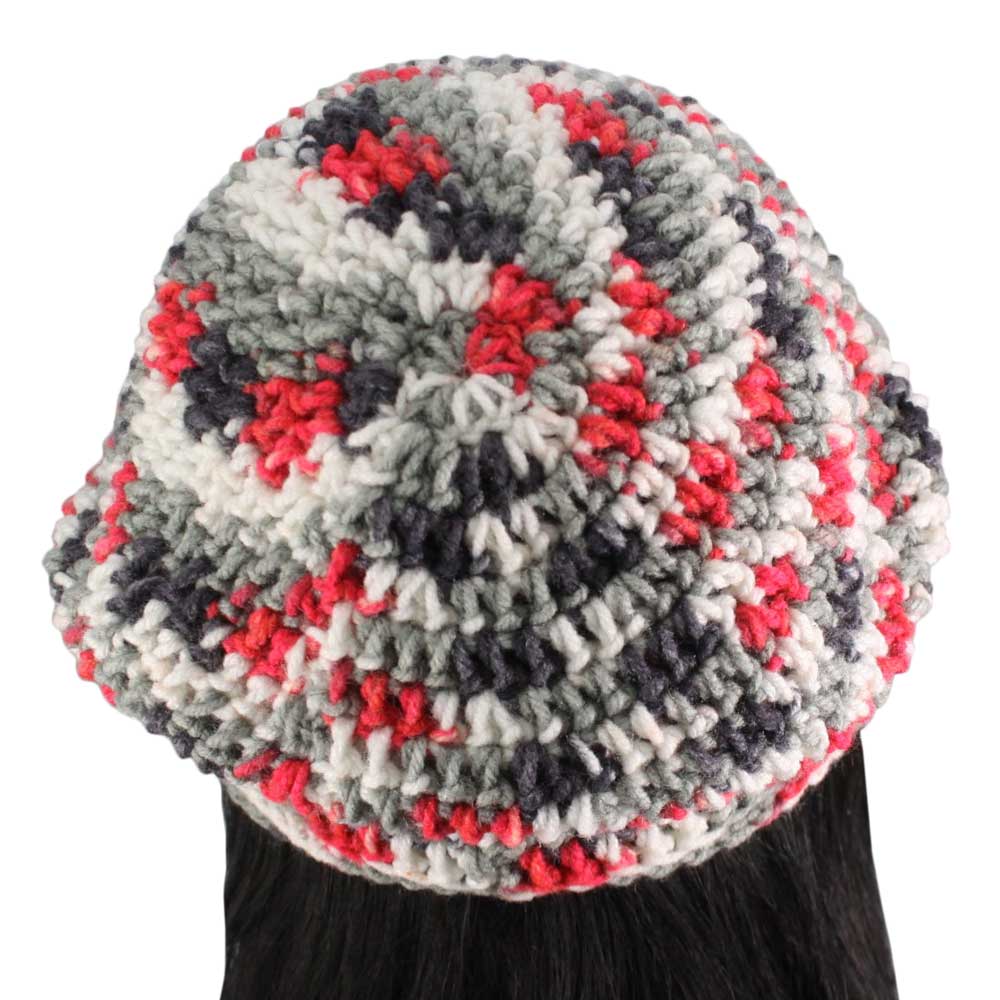 Red White Gray Black Slouch Beanie Hat Medium/Large - JMCH41ML - Lilylin Designs