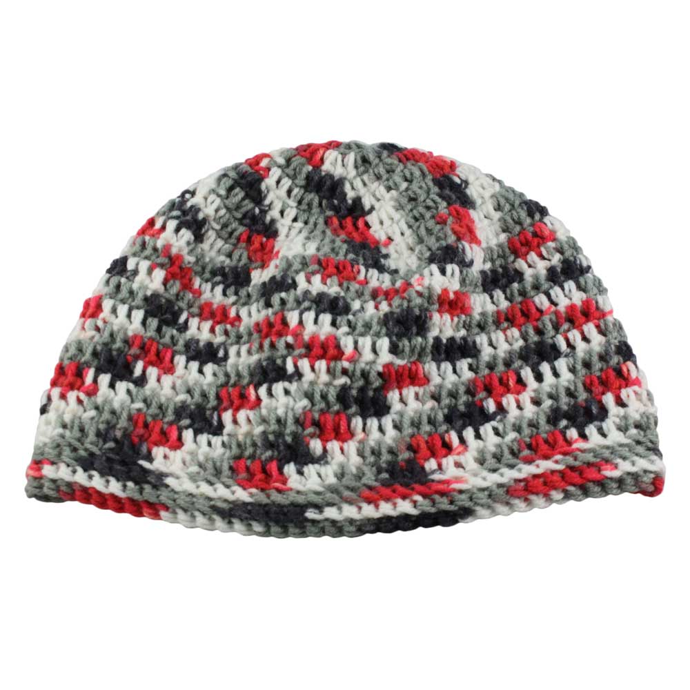 Red White Gray Black Slouch Beanie Hat Medium/Large - JMCH41ML - Lilylin Designs