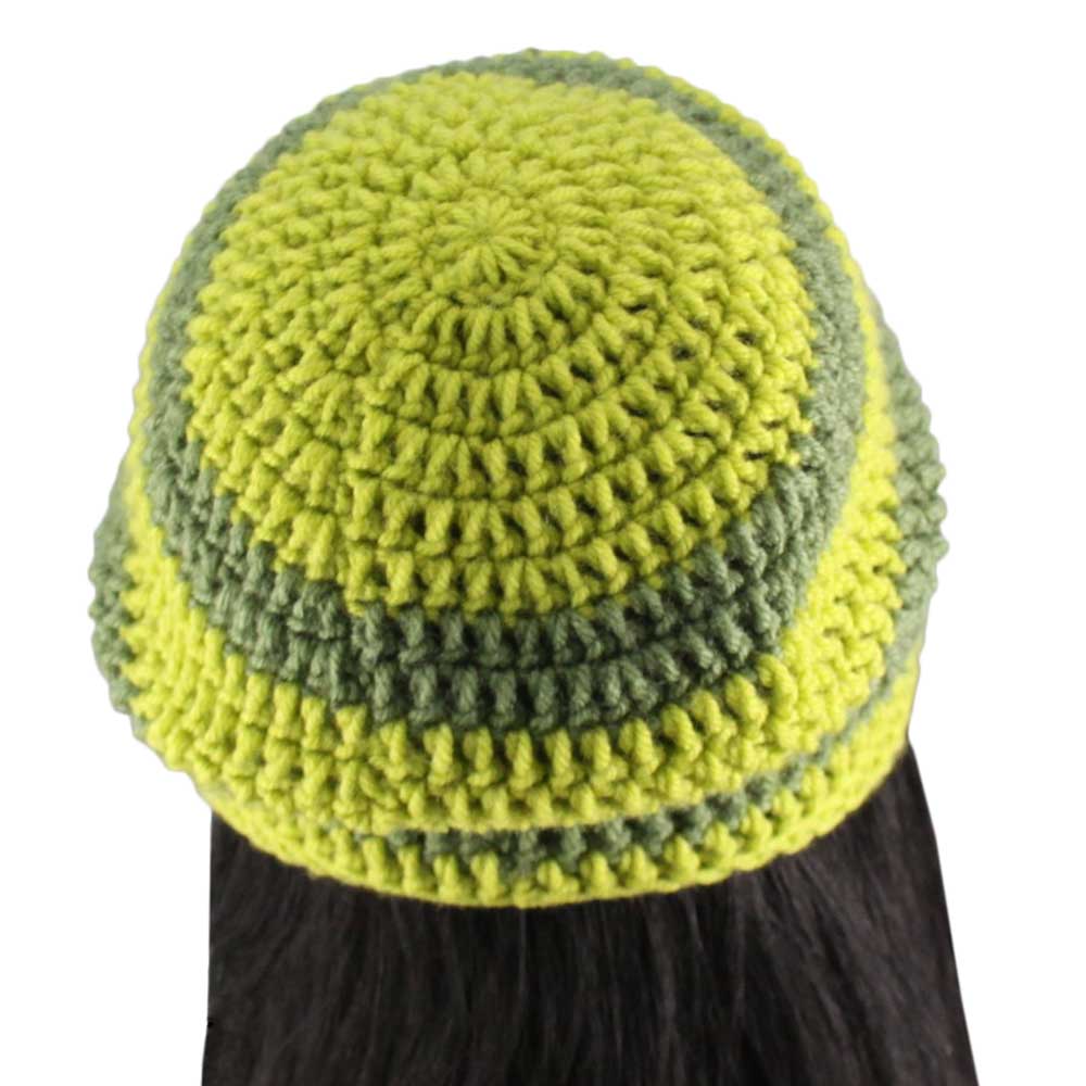 Green and Olive Green Crochet Beanie Hat Medium/Large - JMCH42ML - Lilylin Designs