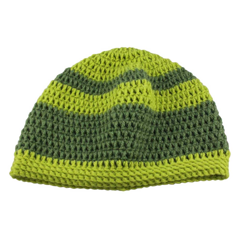 Green and Olive Green Crochet Beanie Hat Medium/Large - JMCH42ML - Lilylin Designs