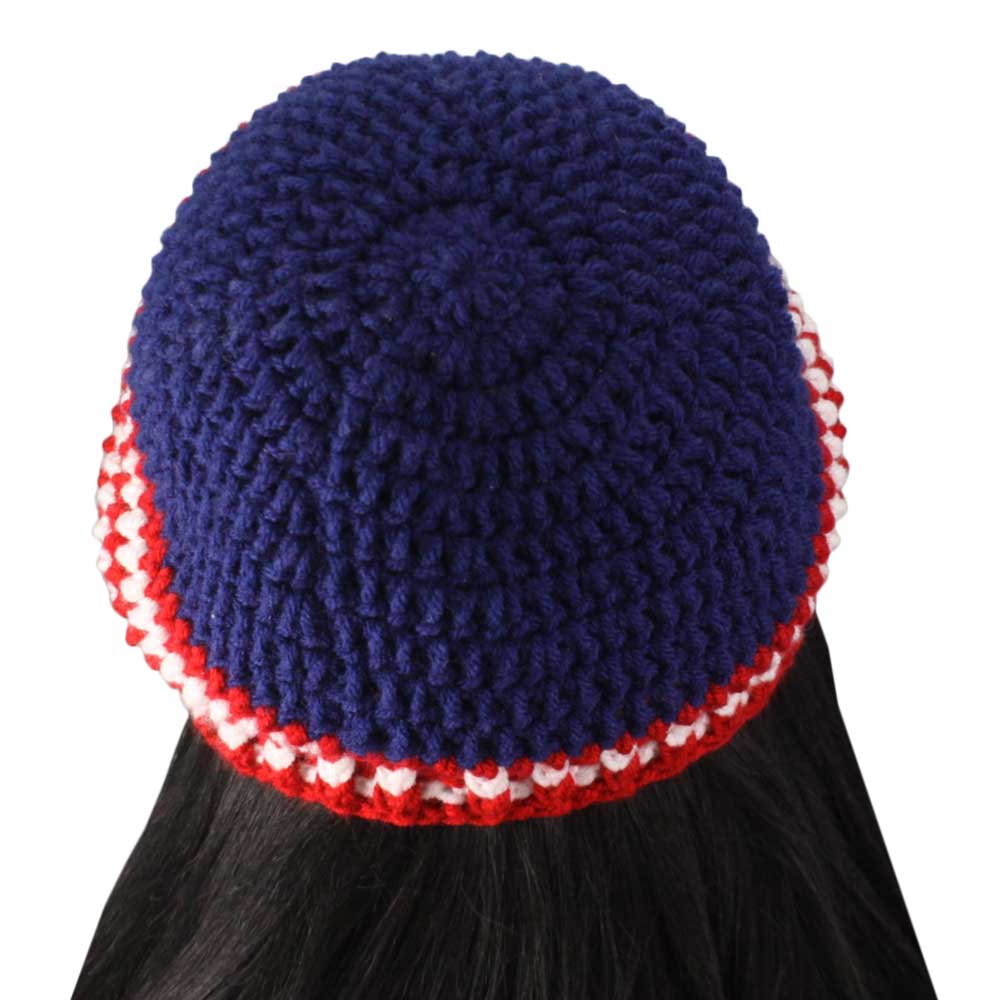 Patriotic Crochet Beanie Hat with Band Medium/Large - JMCH43ML - Lilylin Designs