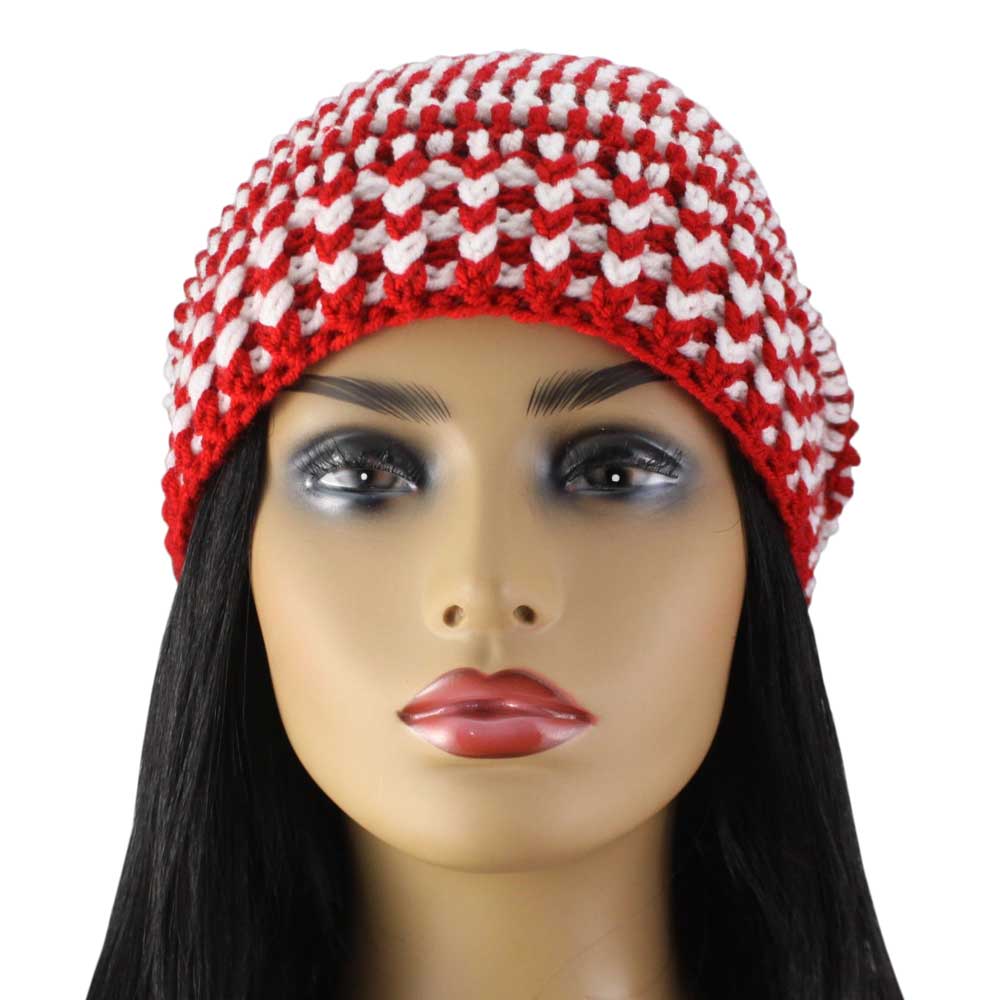 Patriotic Crochet Beanie Hat with Band Medium/Large - JMCH43ML - Lilylin Designs