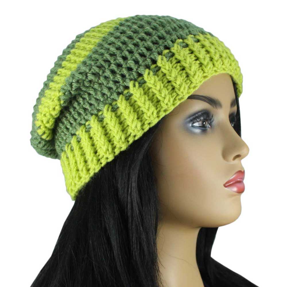 Green Crochet Beanie Hat Medium/Large - JMCH45ML - Lilylin Designs