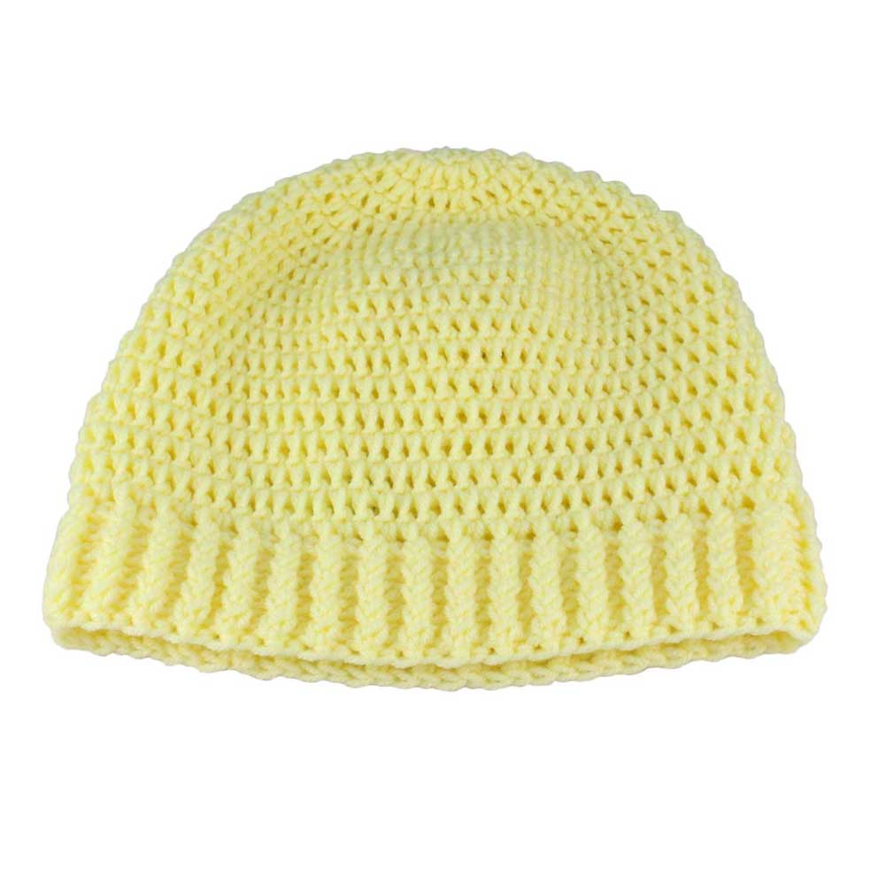 Light Yellow Crochet Beanie Hat Medium/Large - JMCH47ML - Lilylin Designs