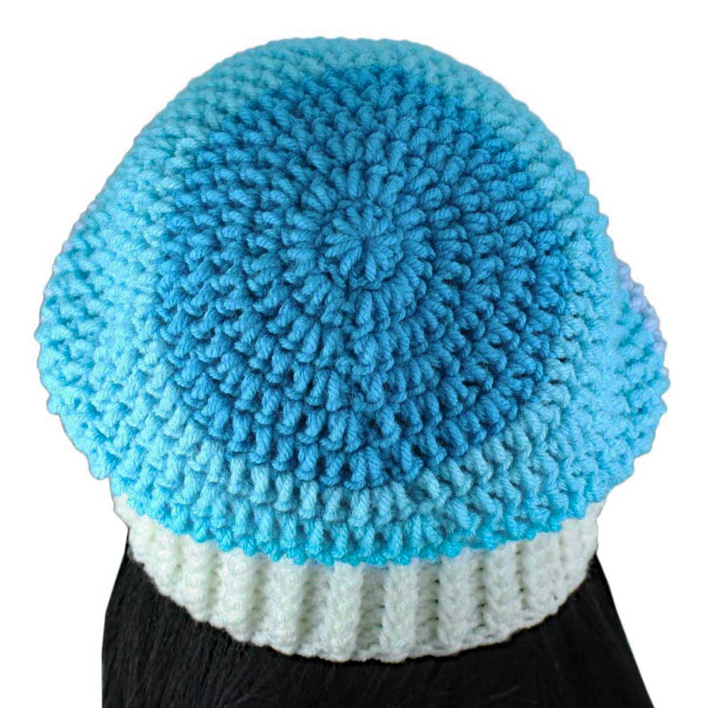 Shades of Blue Crochet Beanie Hat Medium/Large - JMCH48ML - Lilylin Designs