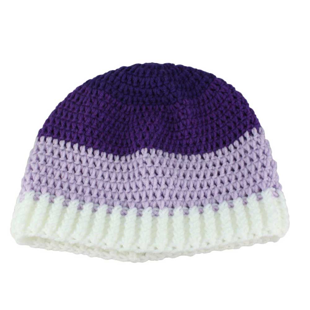 Shades of Purple Crochet Beanie Hat Medium/Large - JMCH49ML - Lilylin Designs