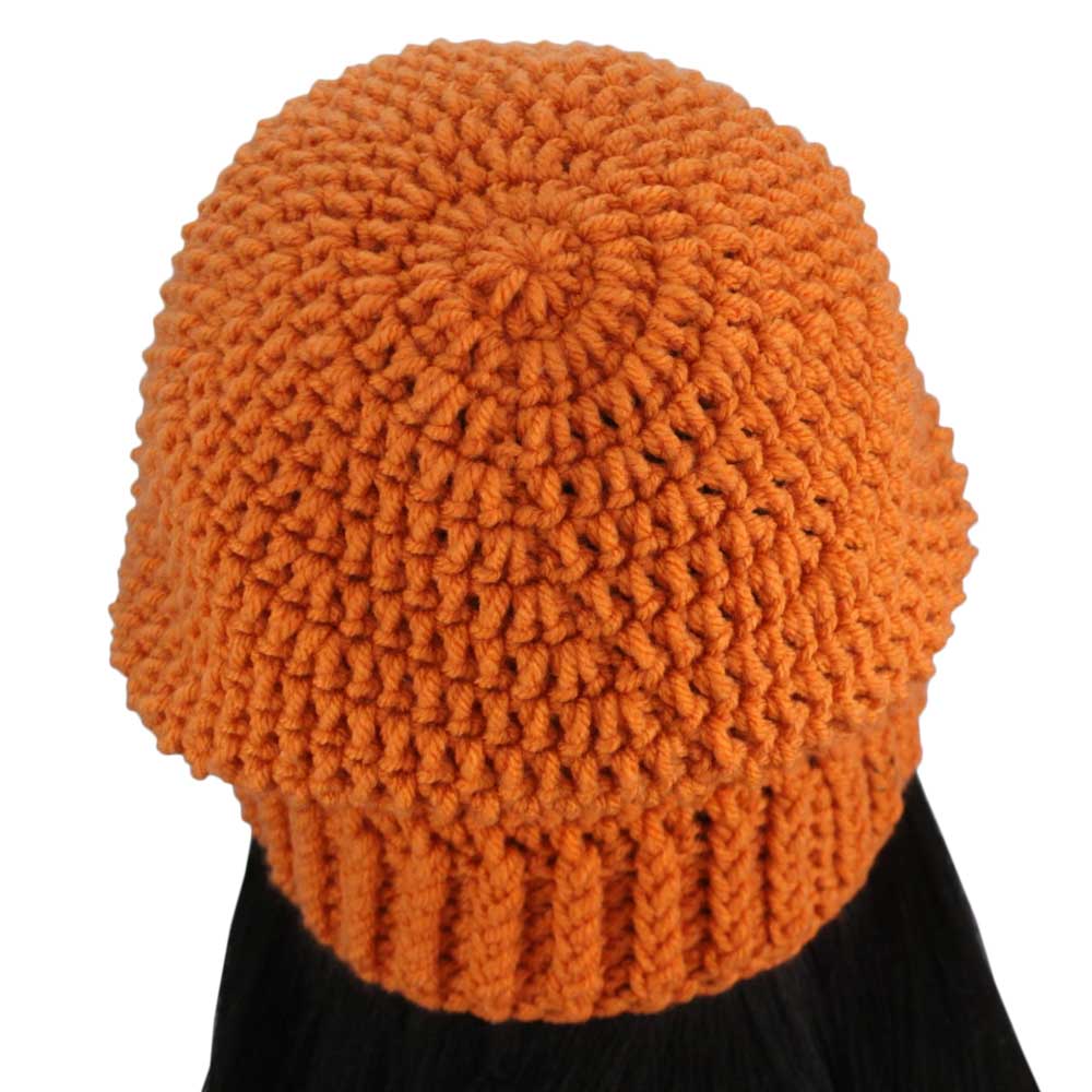 Dark Orange Crochet Slouch Beanie Hat Medium/Large - JMCH50ML - Lilylin Designs