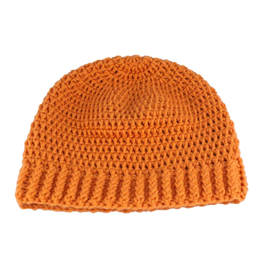 Lilylin Designs Dark Orange Crochet Beanie Hat Medium/Large