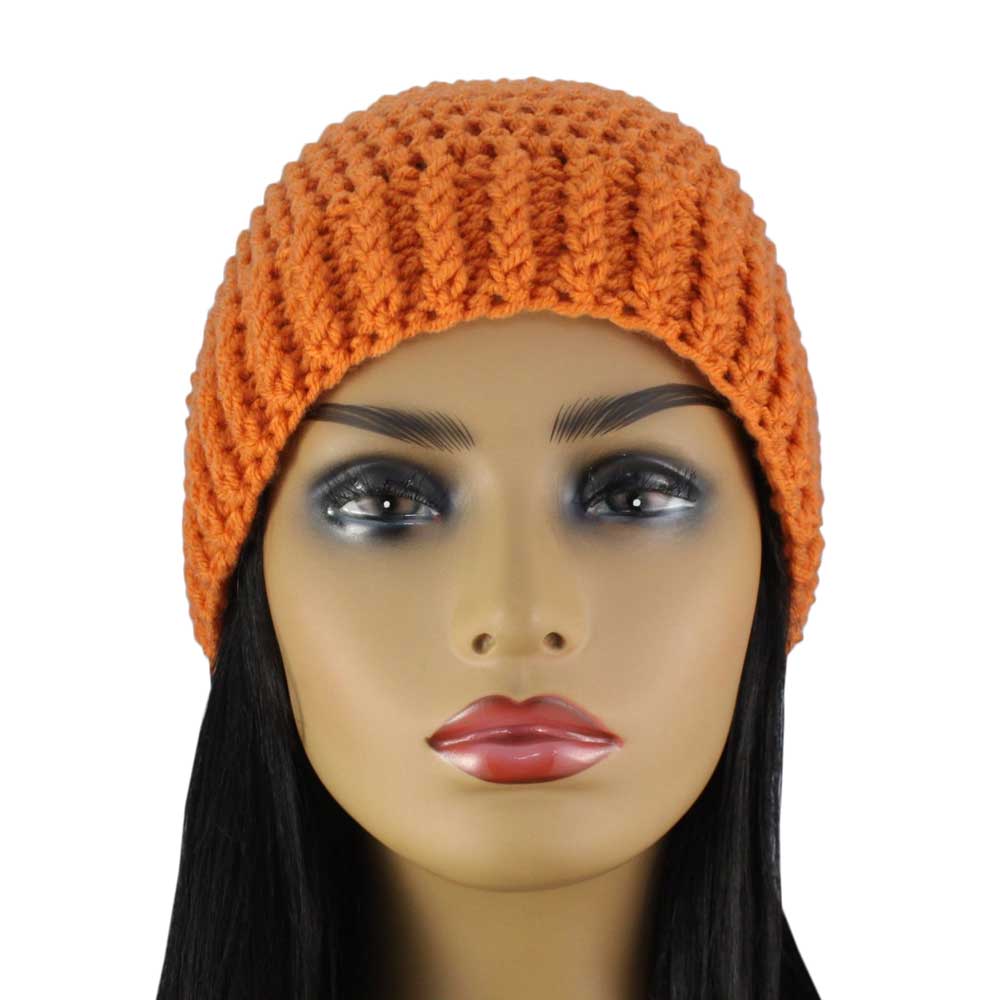 Dark Orange Crochet Slouch Beanie Hat Medium/Large - JMCH50ML - Lilylin Designs
