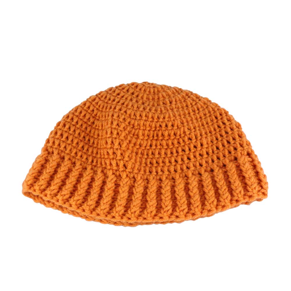 Lilylin Designs Dark Orange Snug Crochet Beanie Hat Medium/Large