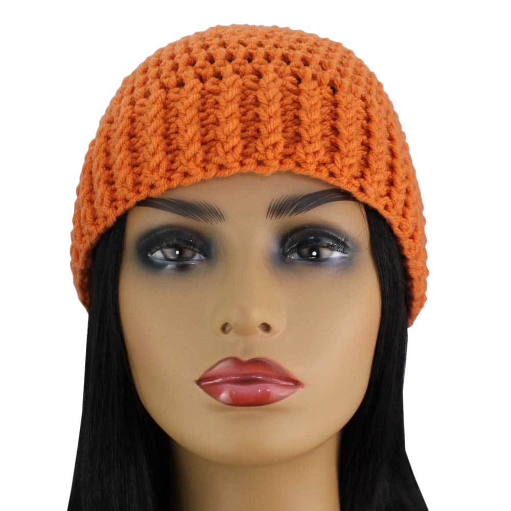 Dark Orange Crochet Snug Beanie Hat Medium/Large - JMCH51ML - Lilylin Designs