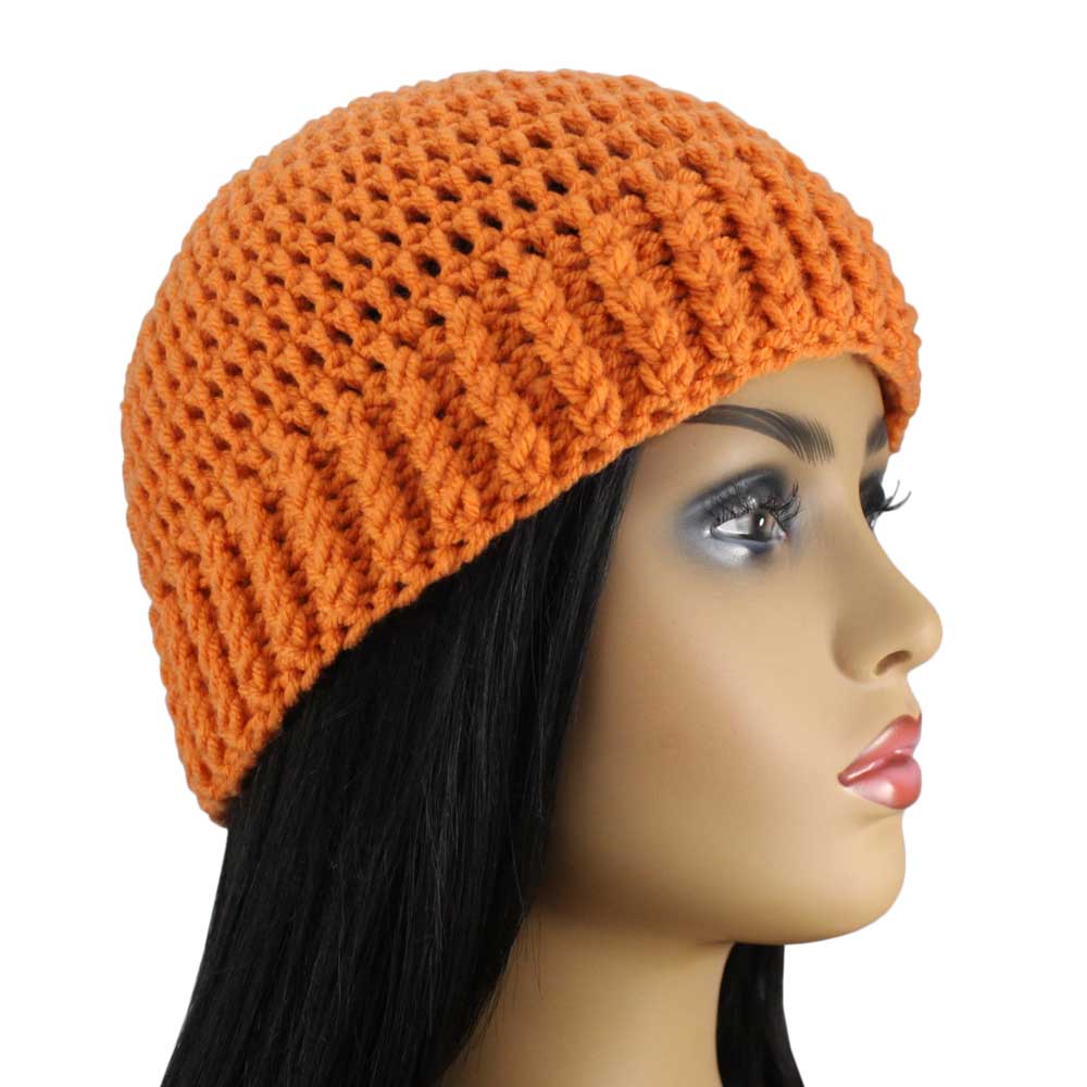Dark Orange Crochet Snug Beanie Hat Medium/Large - JMCH51ML - Lilylin Designs