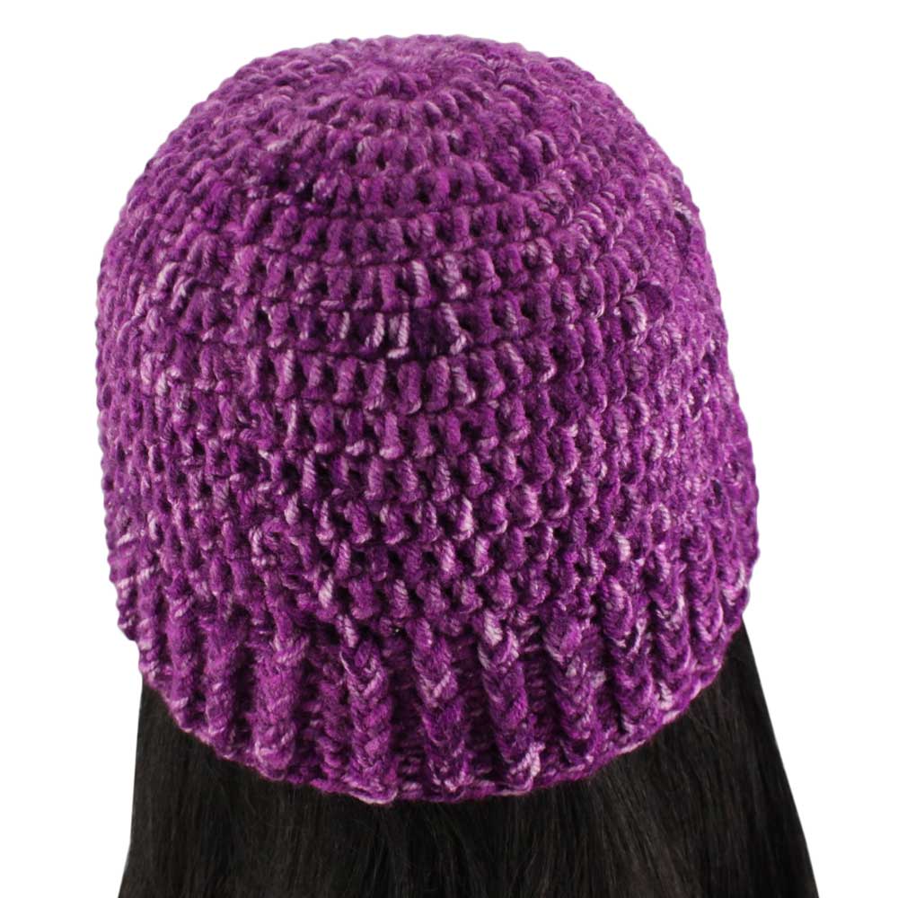 Purple Speckled Crochet Snug Beanie Hat Medium/Large - JMCH52ML - Lilylin Designs