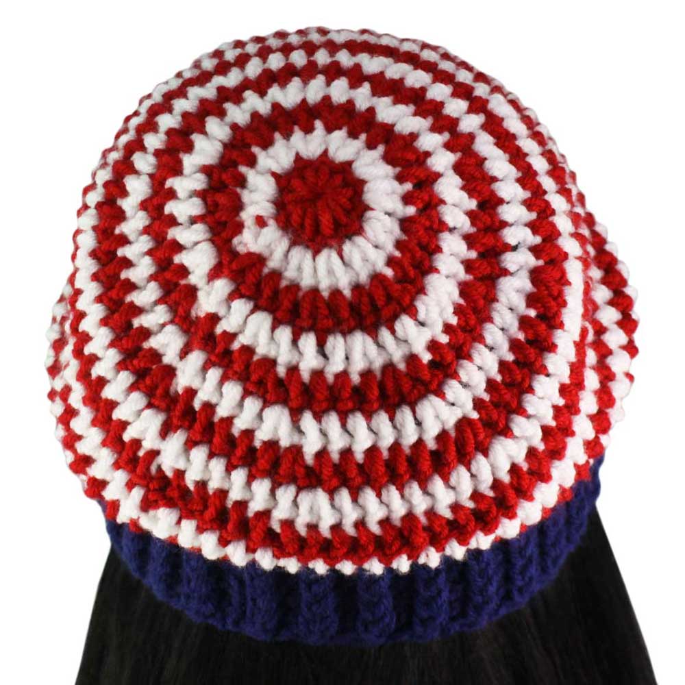 Red White Blue Crochet Beanie Hat Medium/Large - JMCH53ML - Lilylin Designs