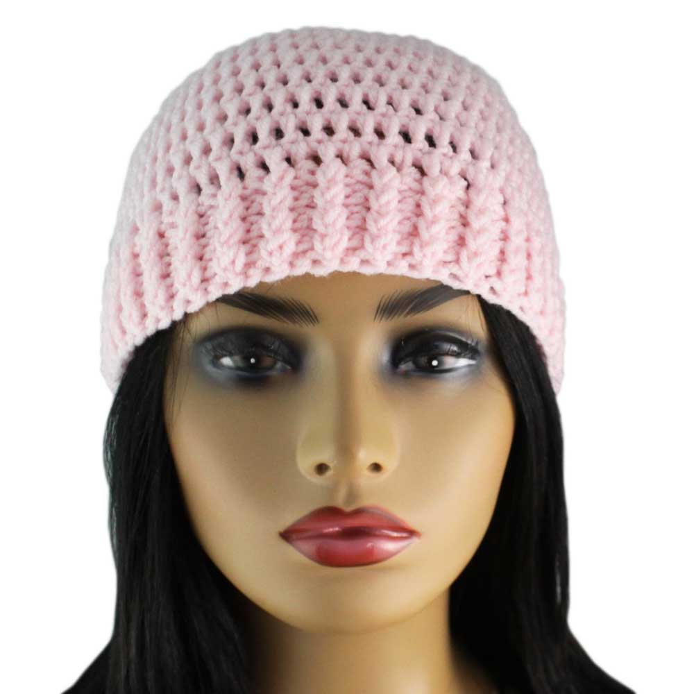 Soft Pink Crochet Snug Beanie Hat Medium/Large - JMCH55ML - Lilylin Designs