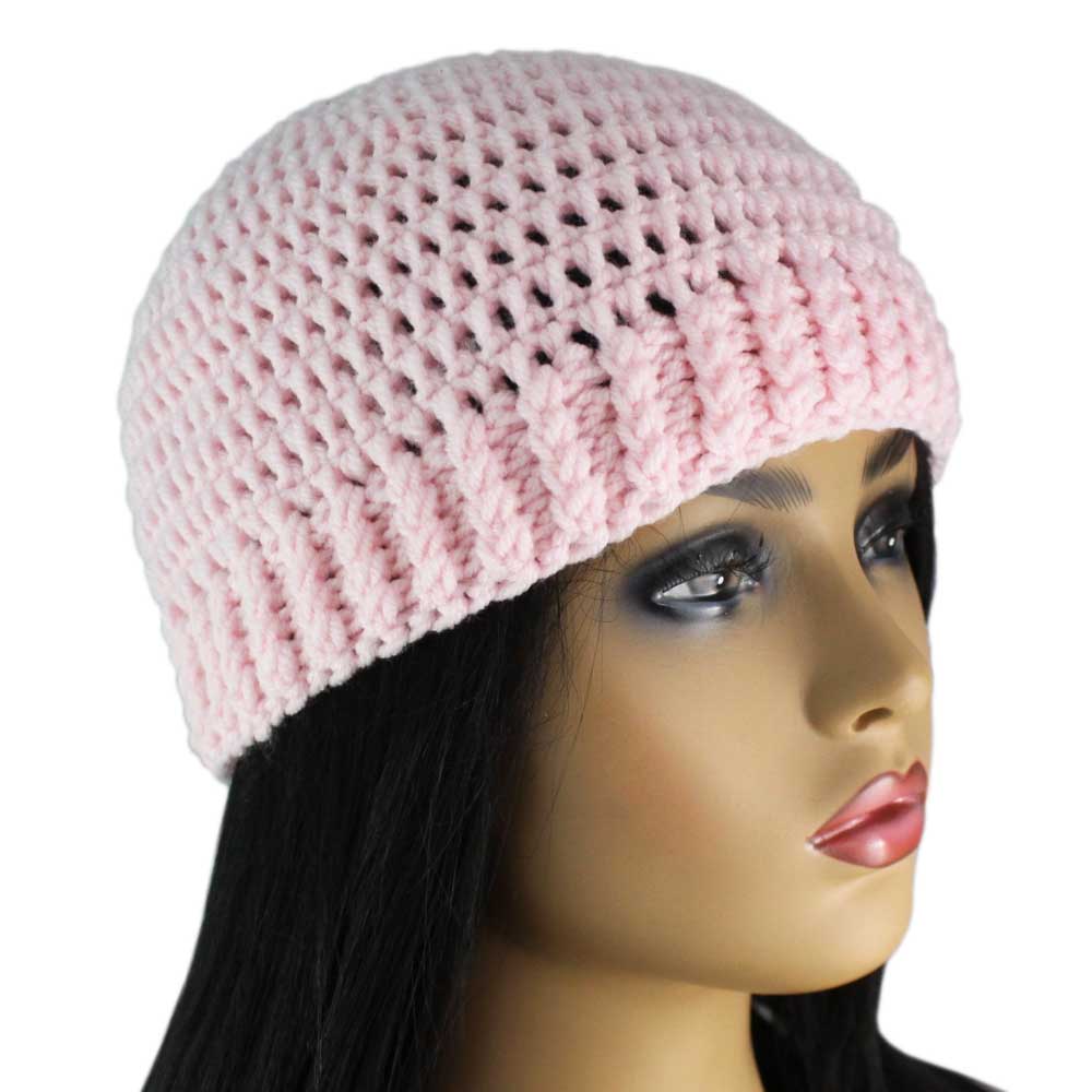 Soft Pink Crochet Snug Beanie Hat Medium/Large - JMCH55ML - Lilylin Designs