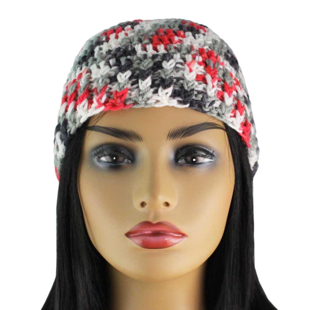 Red White Gray Black Crochet Snug Beanie Hat Med/Lg - JMCH59ML - Lilylin Designs