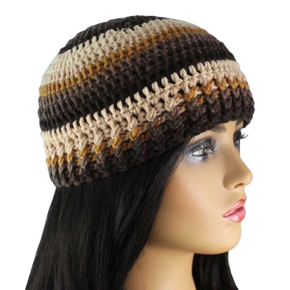 Chocolate Brown Crochet Snug Beanie Hat Medium/Large - JMCH60ML - Lilylin Designs
