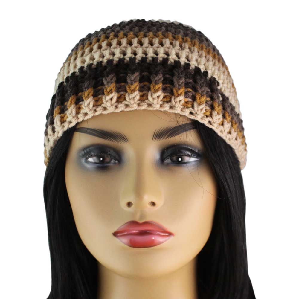 Shades of Brown Crochet Snug Beanie Hat Medium/Large - JMCH61ML - Lilylin Designs