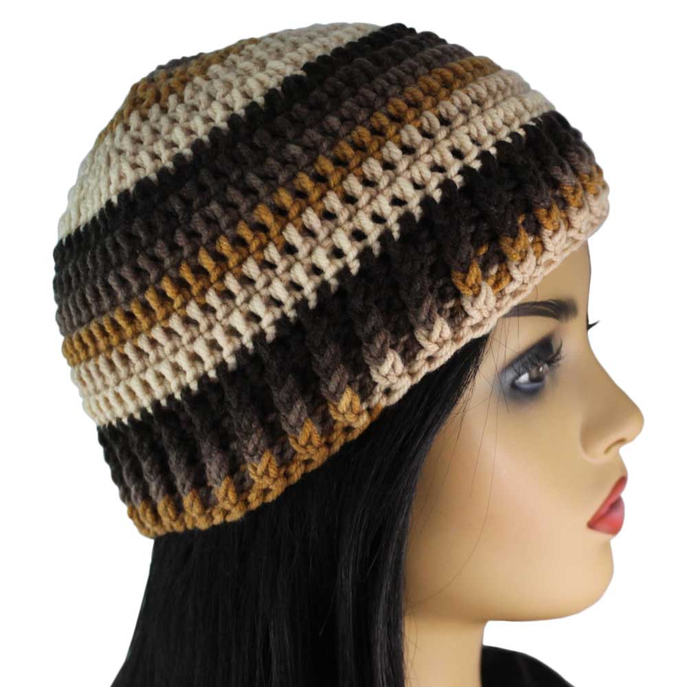 Shades of Brown Crochet Snug Beanie Hat Medium/Large - JMCH61ML - Lilylin Designs