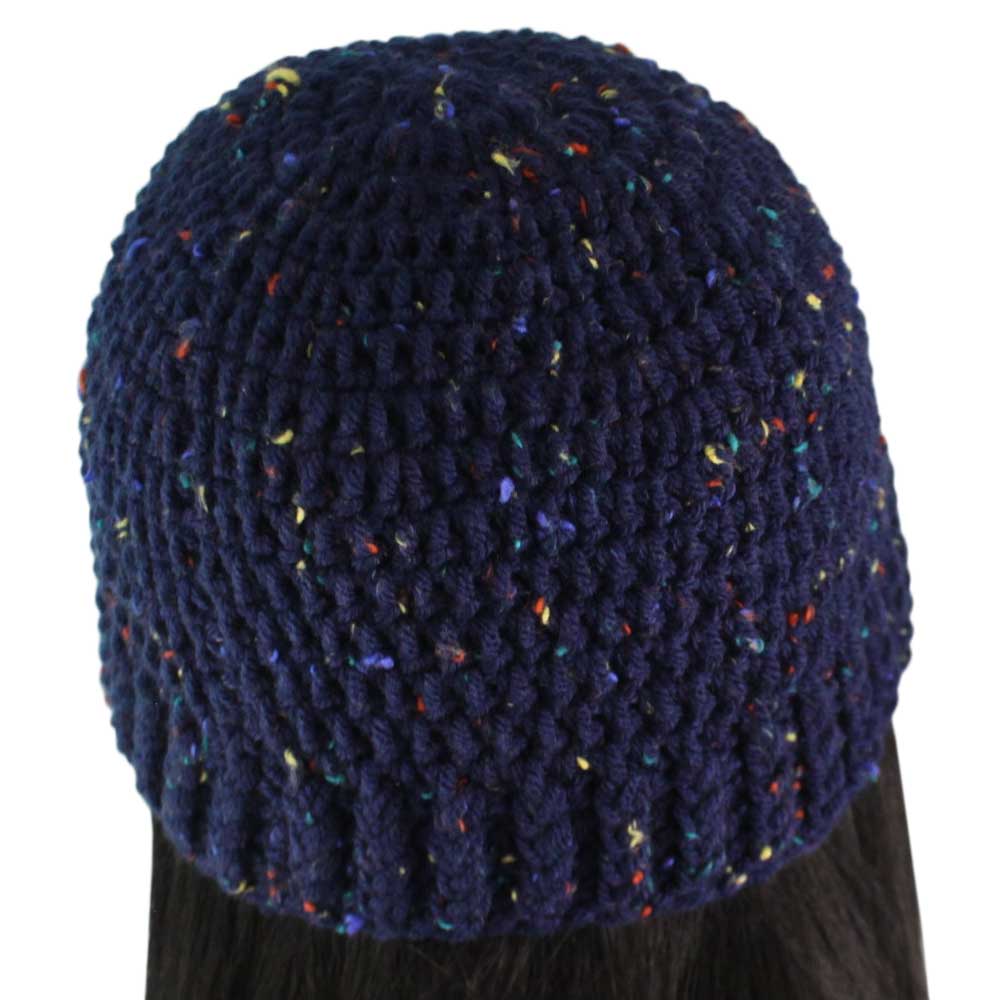 Navy Blue Speckled Crochet Snug Beanie Hat Med/Lg - JMCH63ML - Lilylin Designs