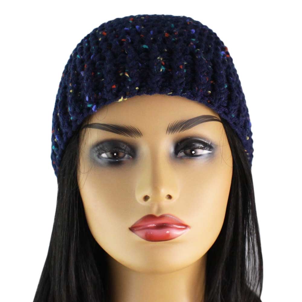 Navy Blue Speckled Crochet Snug Beanie Hat Med/Lg - JMCH63ML - Lilylin Designs