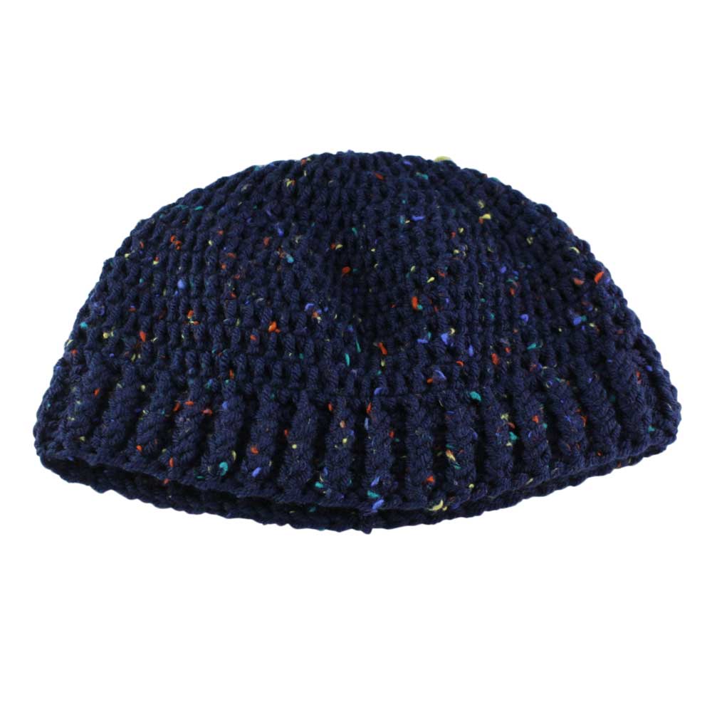 Lilylin Designs Navy Blue Speckled Crochet Snug Beanie Hat Med/Lg