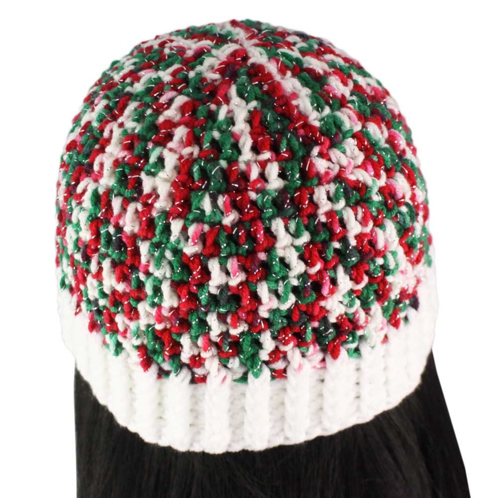 Red White Green Christmas Snug Beanie Hat Medium/Large - JMCH64ML - Lilylin Designs
