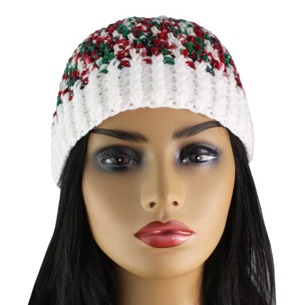 Red White Green Christmas Snug Beanie Hat Medium/Large - JMCH64ML - Lilylin Designs