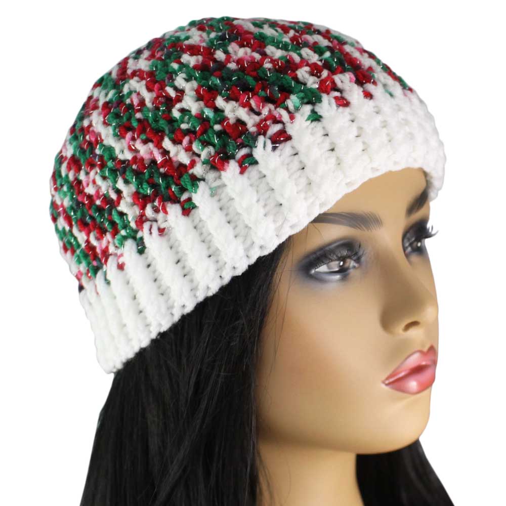 Red White Green Christmas Snug Beanie Hat Medium/Large - JMCH64ML - Lilylin Designs