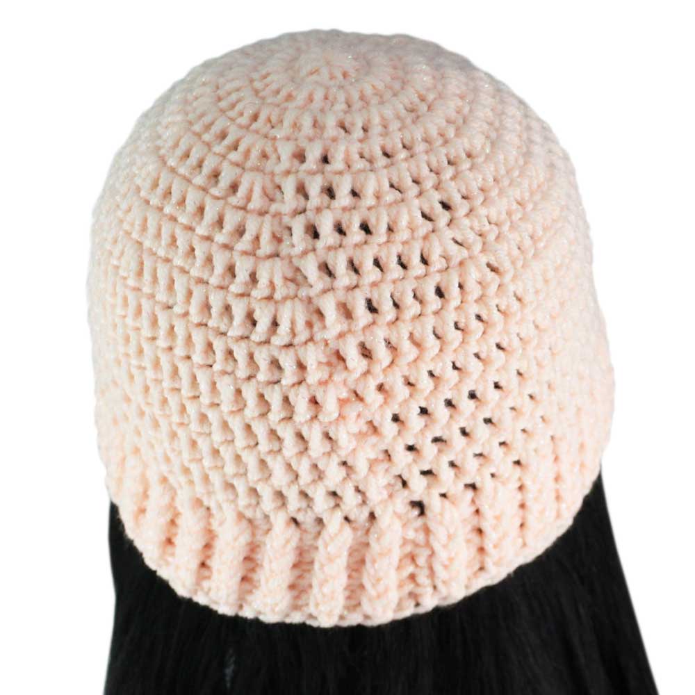 Sparkly Peach Crochet Snug Beanie Hat Medium/Large - JMCH65ML - Lilylin Designs