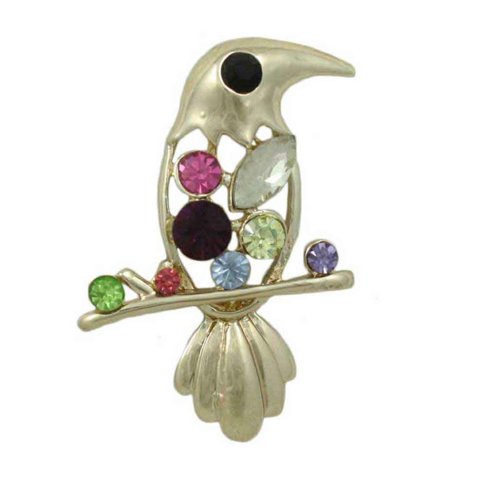 Lilylin Designs Jeweled Crystal Bird on Branch Brooch Pin