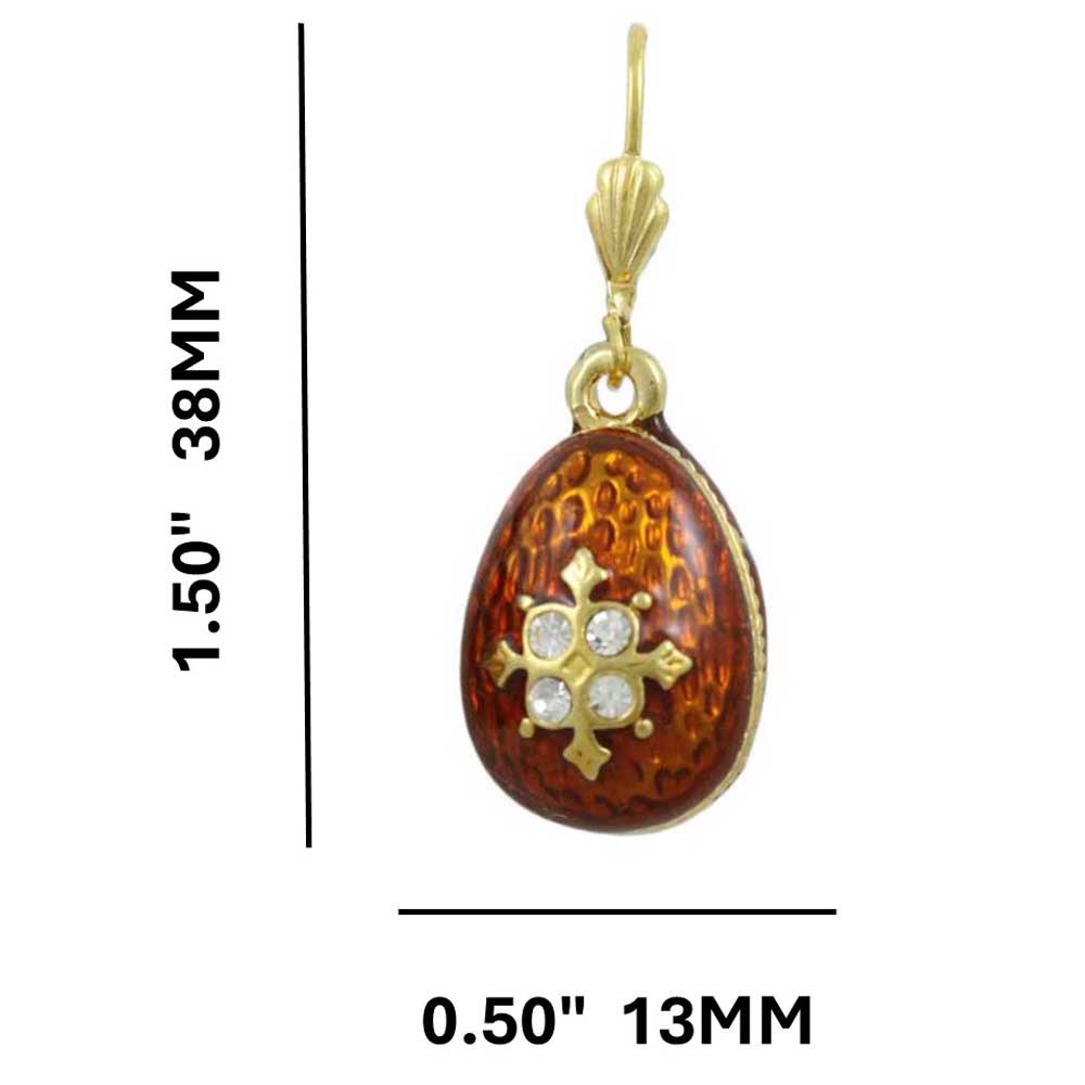 Brown Enamel and Crystal 3D Egg Pierced Earring - LBT407X - Lilylin Designs