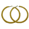 Large Glittering Gold Crochet Hoop Pierced Earring - STXE27 - Lilylin Designs