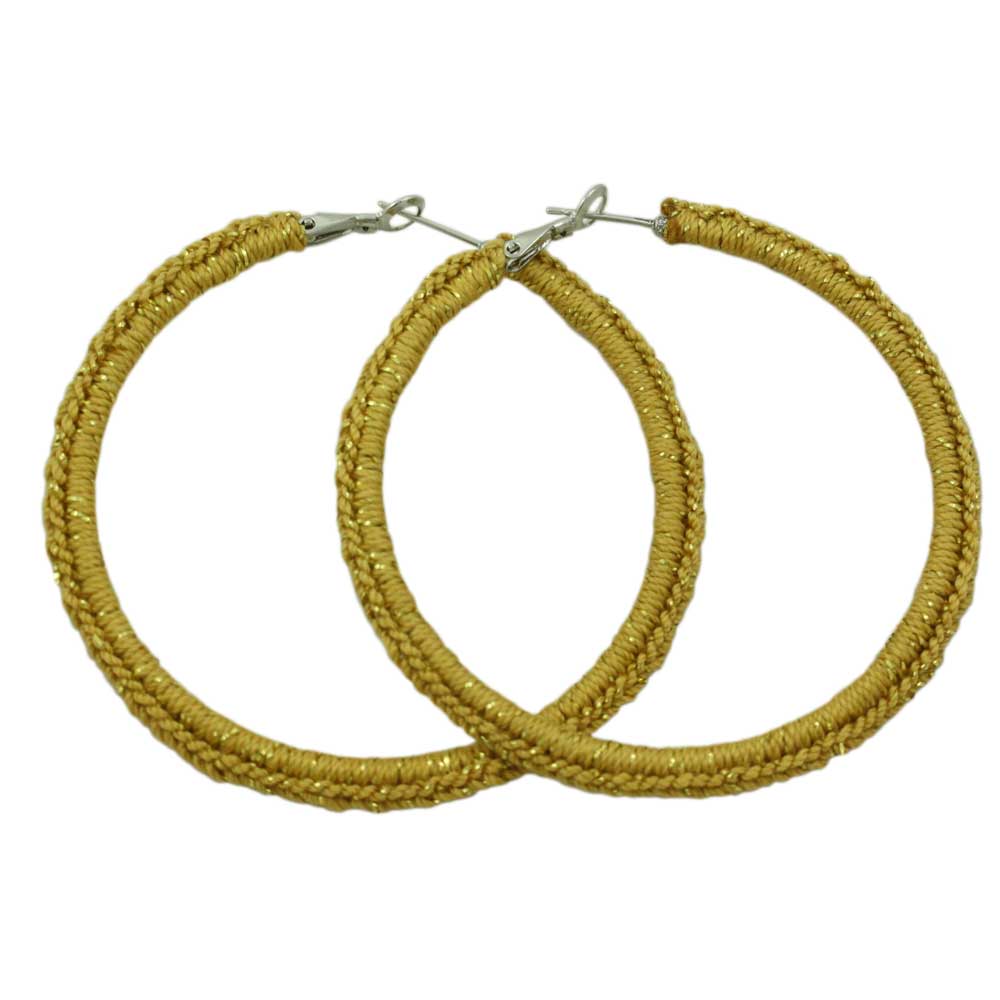 Lilylin Designs Large Glittering Gold Crochet Hoop Pierced Earring