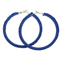 Large Blue Crochet Hoop Pierced Earring - STXE14 - Lilylin Designs