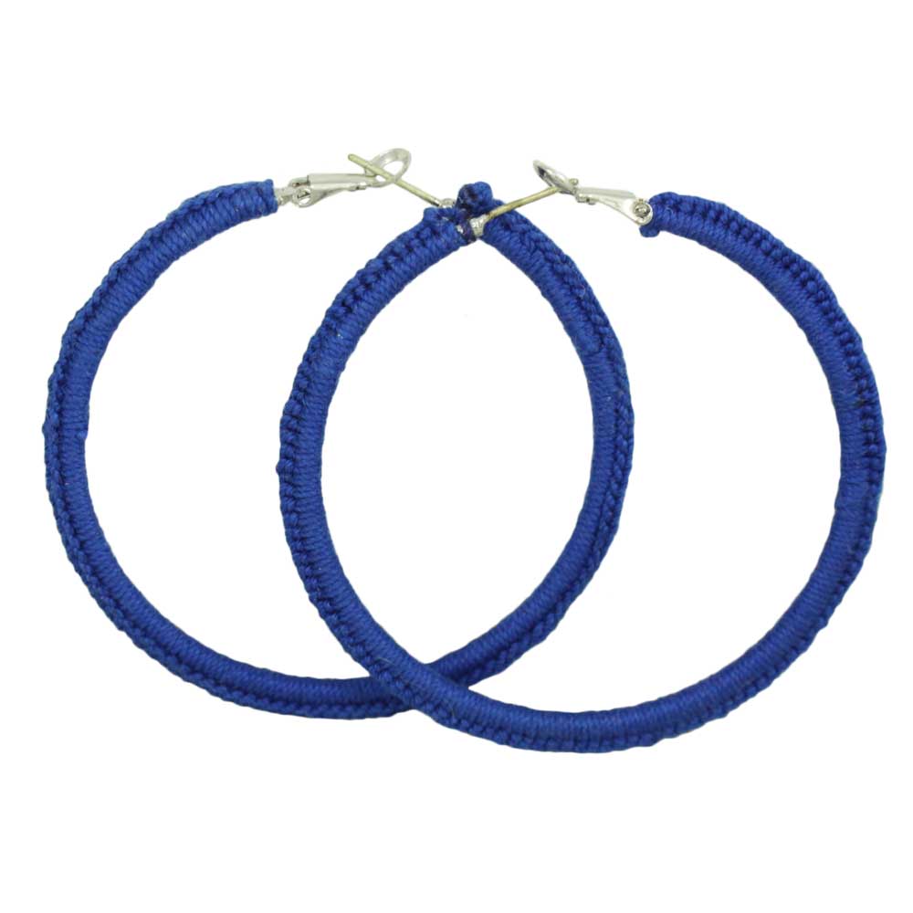 Large Blue Crochet Hoop Pierced Earring - STXE14 - Lilylin Designs