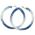 Large Blue and White Hoop Crochet Pierced Earring - STXE03 - Lilylin Designs