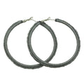Large Pewter Gray Crochet Hoop Pierced Earring - STXE30 - Lilylin Designs