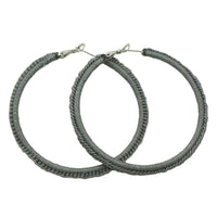 Load image into Gallery viewer, Large Pewter Gray Crochet Hoop Pierced Earring - STXE30 - Lilylin Designs
