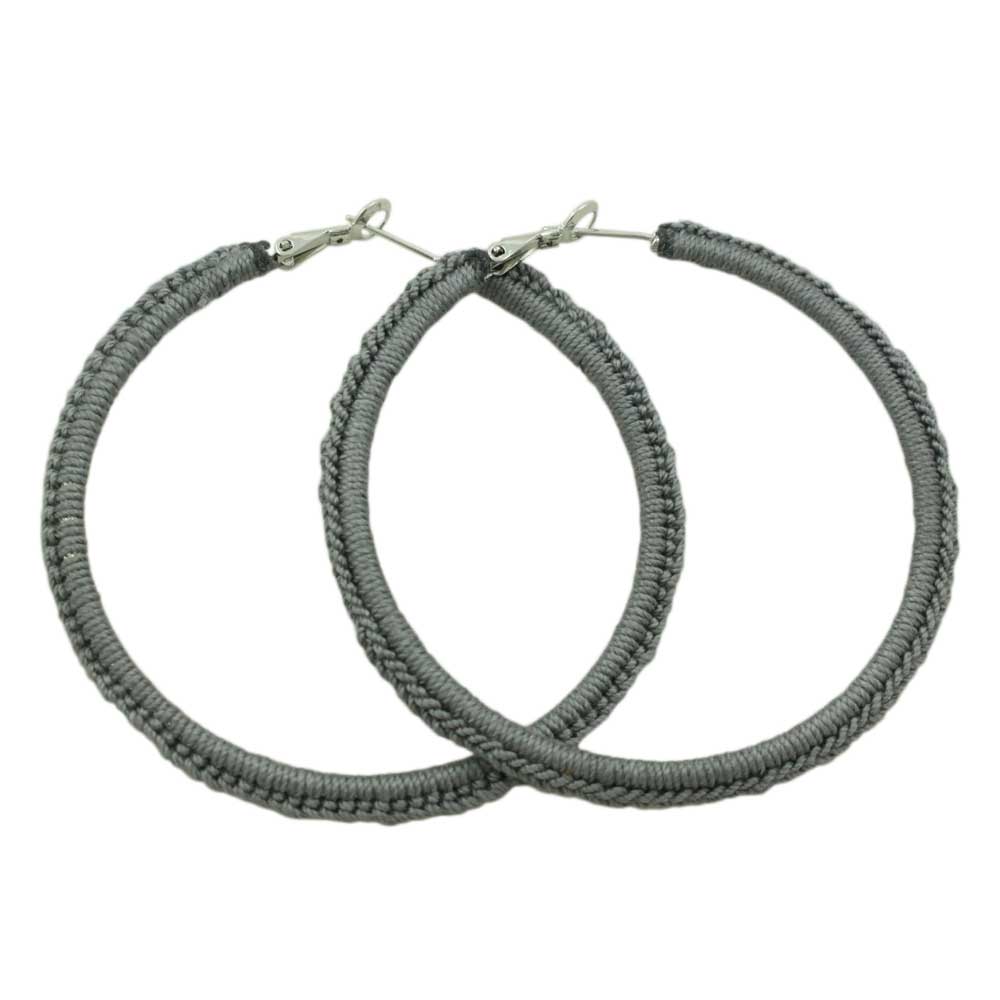Lilylin Designs Large Gray Crochet Hoop Pierced Earring