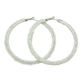 Large Sparkling White Crochet Hoop Pierced Earring - STXE29 - Lilylin Designs