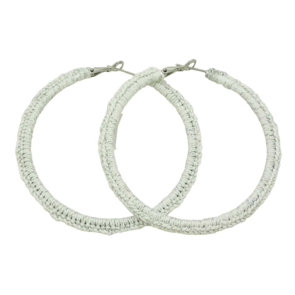 Lilylin Designs Large Sparkling White Crochet Hoop Pierced Earring